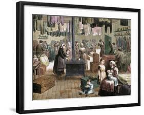 Inside View of a Hut Built by the Mennonist Settlers in Kansas. United States.-Tarker-Framed Giclee Print