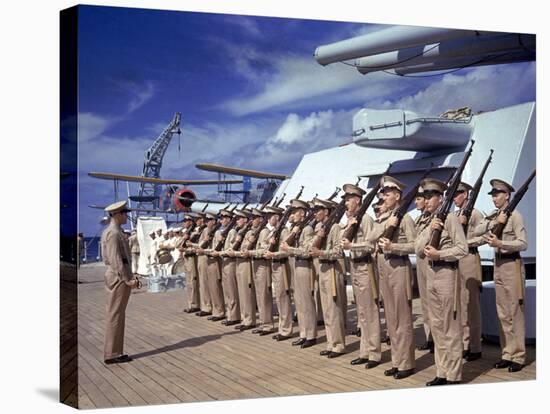 Inspection Aboard Battleship During the Us Navy's Pacific Fleet Maneuvers-Carl Mydans-Stretched Canvas