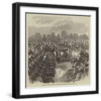 Inspection of Troops at Aldershott by the Queen, Cavalry Trotting Past-null-Framed Giclee Print