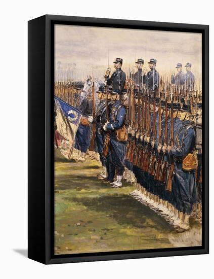 Inspection of Tsar Nicholas Ii and President Faure Troops at Chalon in October 9, 1896-Edouard Detaille-Framed Stretched Canvas