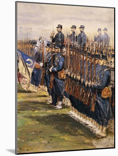 Inspection of Tsar Nicholas Ii and President Faure Troops at Chalon in October 9, 1896-Edouard Detaille-Mounted Giclee Print