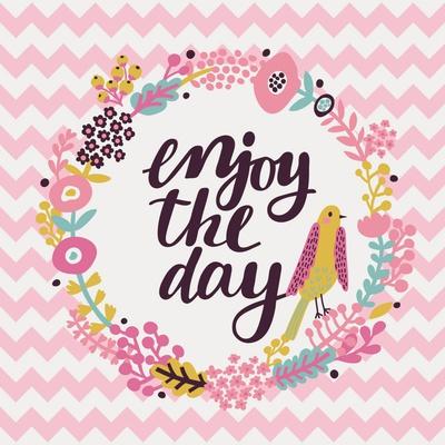 Inspirational and Motivational Quotes Background. Bright Floral Card with Cute Cartoon Bird in Vect' Poster - smilewithjul Inspirational and Motivational Quotes Background. Bright Floral Card with Cute Cartoon Bird in Vect' Poster - smilewithjul