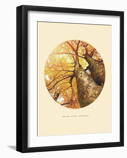 Inspirational Circle Design - Autumn Trees: Never Stop Growing-Subbotina Anna-Framed Art Print