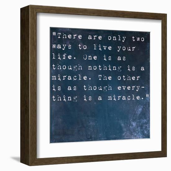 Inspirational Quote By Albert Einstein On Earthy Blue Background-nagib-Framed Art Print