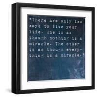 Inspirational Quote By Albert Einstein On Earthy Blue Background-nagib-Framed Art Print