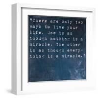 Inspirational Quote By Albert Einstein On Earthy Blue Background-nagib-Framed Art Print