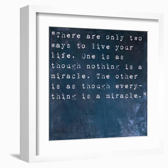 Inspirational Quote By Albert Einstein On Earthy Blue Background-nagib-Framed Art Print