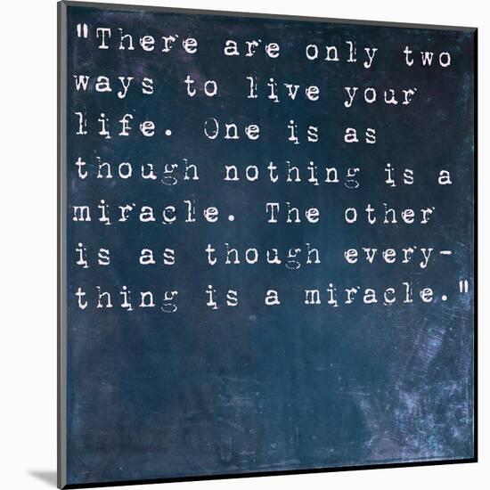 Inspirational Quote By Albert Einstein On Earthy Blue Background-nagib-Mounted Art Print