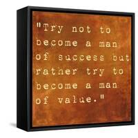 Inspirational Quote By Albert Einstein On Earthy Brown Background-nagib-Framed Stretched Canvas
