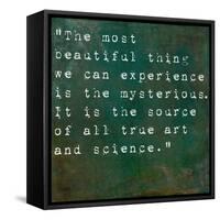 Inspirational Quote By Albert Einstein On Earthy Green Background-nagib-Framed Stretched Canvas