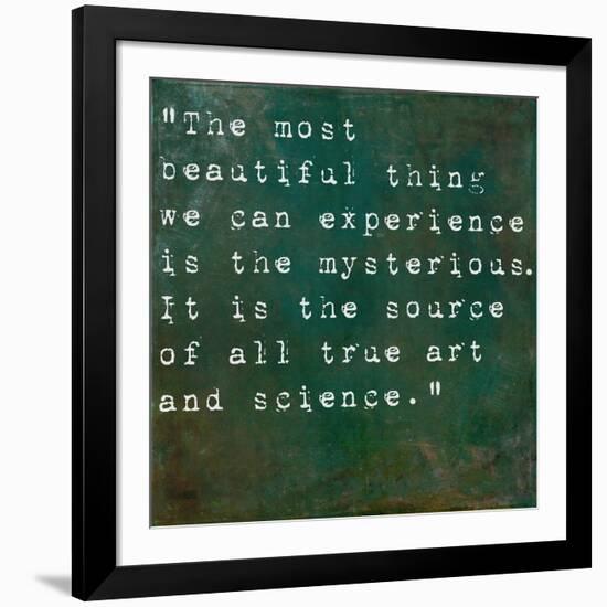 Inspirational Quote By Albert Einstein On Earthy Green Background-nagib-Framed Art Print