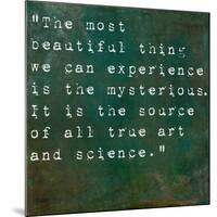 Inspirational Quote By Albert Einstein On Earthy Green Background-nagib-Mounted Art Print