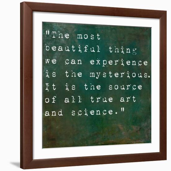 Inspirational Quote By Albert Einstein On Earthy Green Background-nagib-Framed Art Print