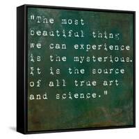 Inspirational Quote By Albert Einstein On Earthy Green Background-nagib-Framed Stretched Canvas