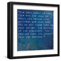 Inspirational Quote By Albert Ellis On Earthy Blue Background-nagib-Framed Art Print