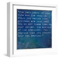 Inspirational Quote By Albert Ellis On Earthy Blue Background-nagib-Framed Art Print