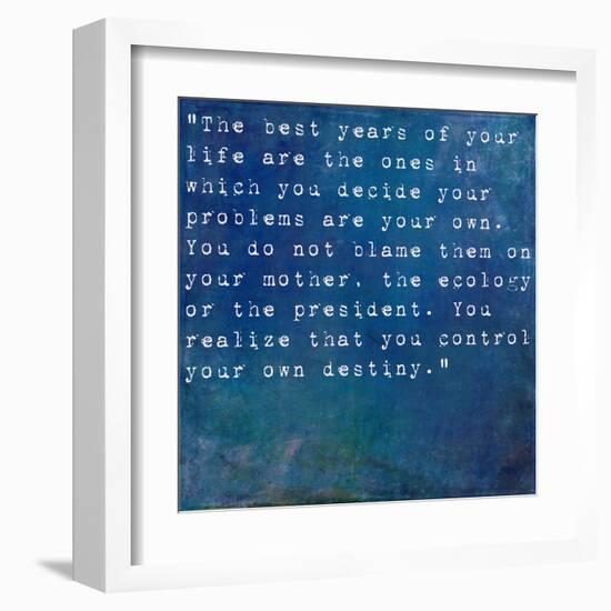 Inspirational Quote By Albert Ellis On Earthy Blue Background-nagib-Framed Art Print