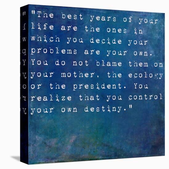 Inspirational Quote By Albert Ellis On Earthy Blue Background-nagib-Stretched Canvas