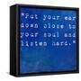 Inspirational Quote By Anne Sexton On Earthy Blue Background-nagib-Framed Stretched Canvas