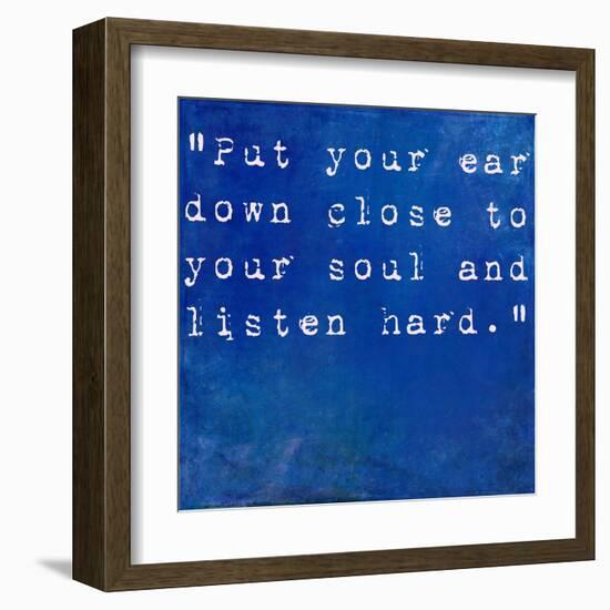 Inspirational Quote By Anne Sexton On Earthy Blue Background-nagib-Framed Art Print