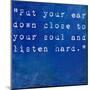 Inspirational Quote By Anne Sexton On Earthy Blue Background-nagib-Mounted Art Print