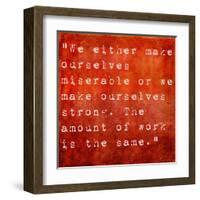 Inspirational Quote By Carlos Castaneda On Earthy Red Background-nagib-Framed Art Print