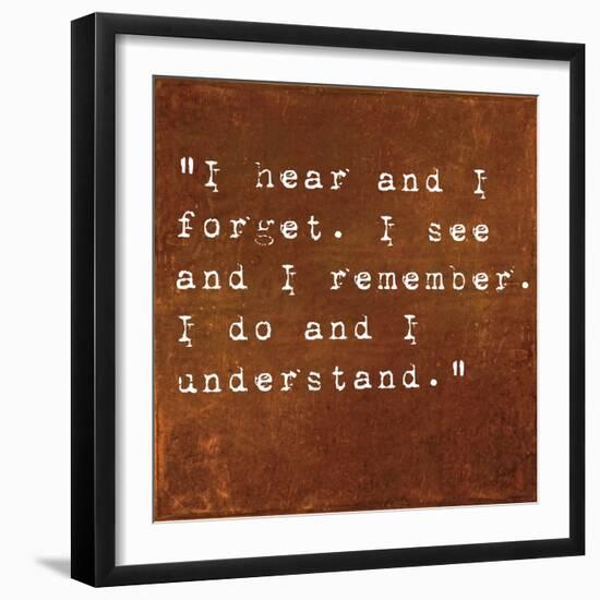 Inspirational Quote By Confucius On Earthy Background-nagib-Framed Art Print