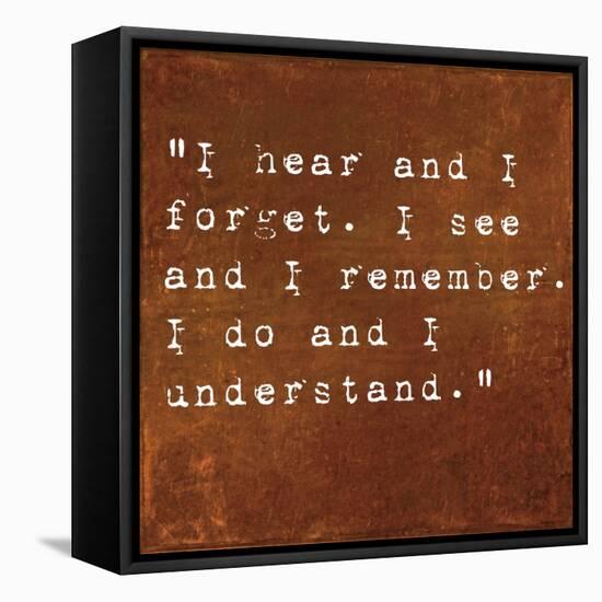 Inspirational Quote By Confucius On Earthy Background-nagib-Framed Stretched Canvas