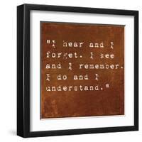 Inspirational Quote By Confucius On Earthy Background-nagib-Framed Art Print