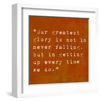 Inspirational Quote By Confucius On Earthy Background-nagib-Framed Art Print