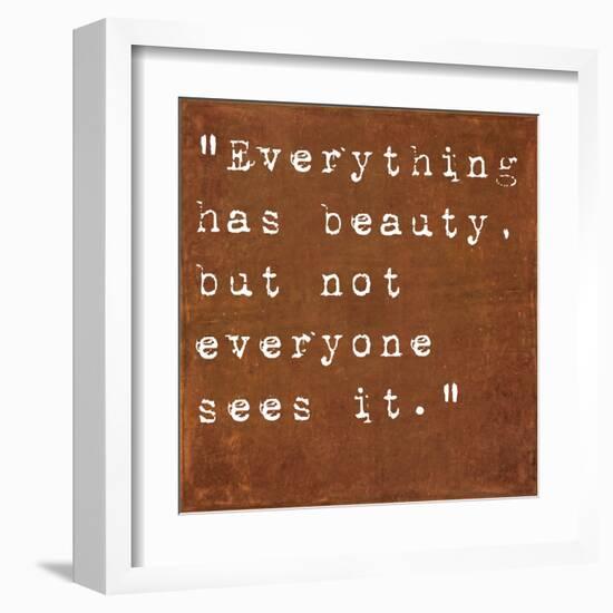 Inspirational Quote By Confucius On Earthy Background-nagib-Framed Art Print