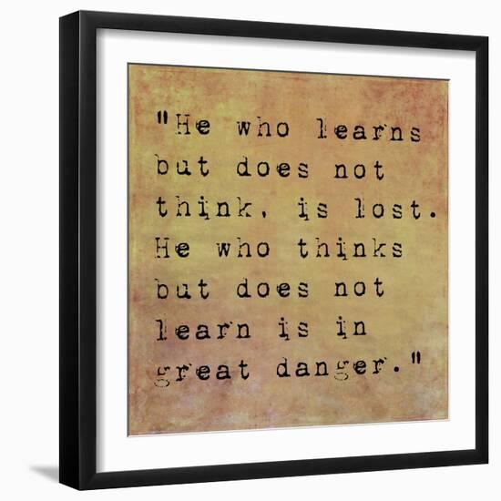 Inspirational Quote By Confucius On Earthy Background-nagib-Framed Art Print