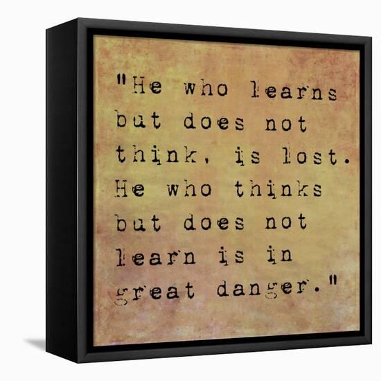 Inspirational Quote By Confucius On Earthy Background-nagib-Framed Stretched Canvas