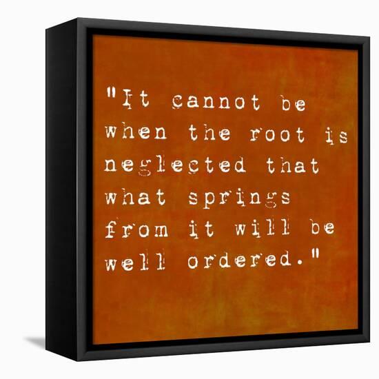 Inspirational Quote By Confucius On Earthy Background-nagib-Framed Stretched Canvas