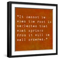 Inspirational Quote By Confucius On Earthy Background-nagib-Framed Art Print