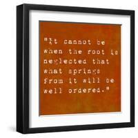 Inspirational Quote By Confucius On Earthy Background-nagib-Framed Art Print