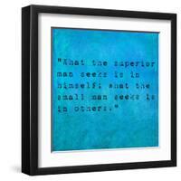 Inspirational Quote By Confucius On Earthy Background-nagib-Framed Art Print