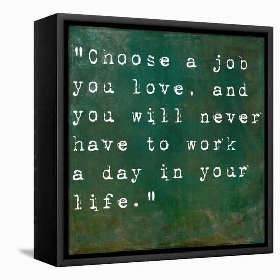 Inspirational Quote By Confucius On Earthy Green Background-nagib-Framed Stretched Canvas