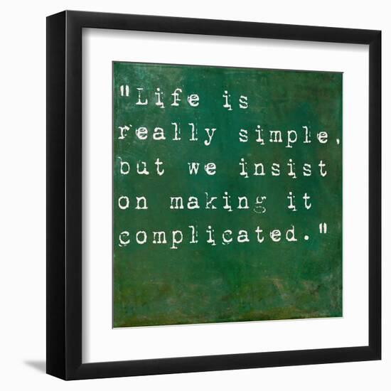 Inspirational Quote By Confucius On Earthy Green Background-nagib-Framed Art Print