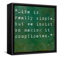 Inspirational Quote By Confucius On Earthy Green Background-nagib-Framed Stretched Canvas