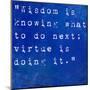 Inspirational Quote By David Star Jordan On Earthy Blue Background-nagib-Mounted Art Print