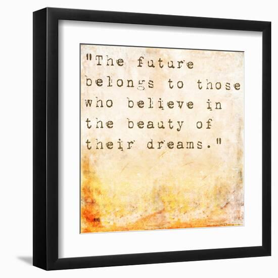 Inspirational Quote By Eleanor Roosevelt On Earthy Background-nagib-Framed Art Print