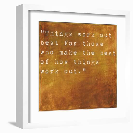 Inspirational Quote By John Wooden On Earthy Brown Background-nagib-Framed Art Print