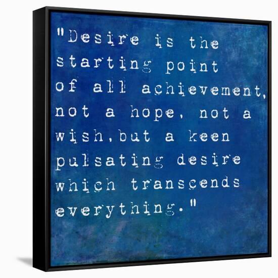 Inspirational Quote By Napoleon Hill On Earthy Blue Background-nagib-Framed Stretched Canvas