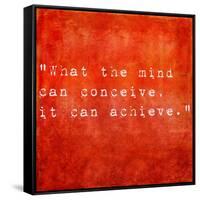 Inspirational Quote By Napoleon Hill On Earthy Red Background-nagib-Framed Stretched Canvas