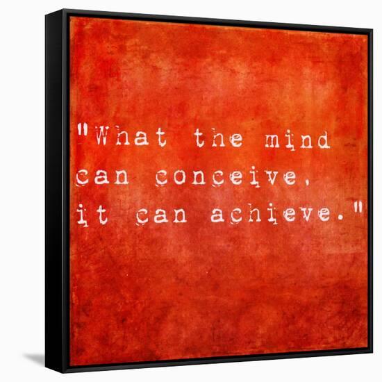 Inspirational Quote By Napoleon Hill On Earthy Red Background-nagib-Framed Stretched Canvas