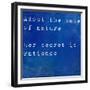 Inspirational Quote By Ralph Waldo Emmerson On Earthy Blue Background-nagib-Framed Premium Giclee Print