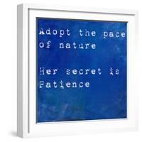 Inspirational Quote By Ralph Waldo Emmerson On Earthy Blue Background-nagib-Framed Art Print