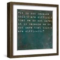 Inspirational Quote By Seneca On Earthy Background-nagib-Framed Art Print