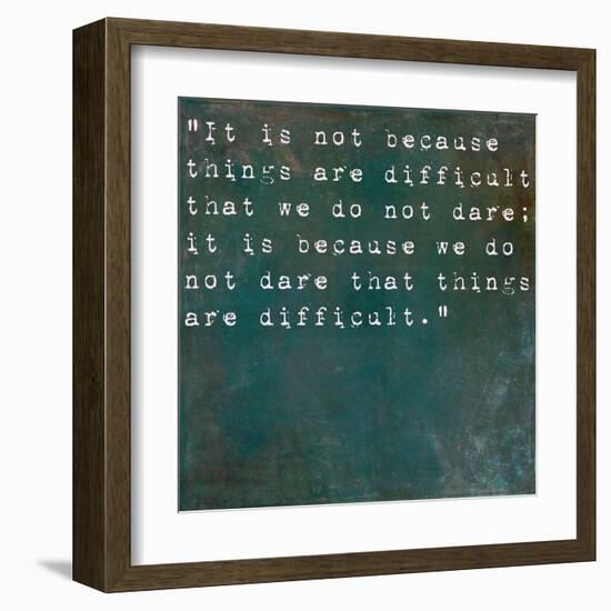 Inspirational Quote By Seneca On Earthy Background-nagib-Framed Art Print